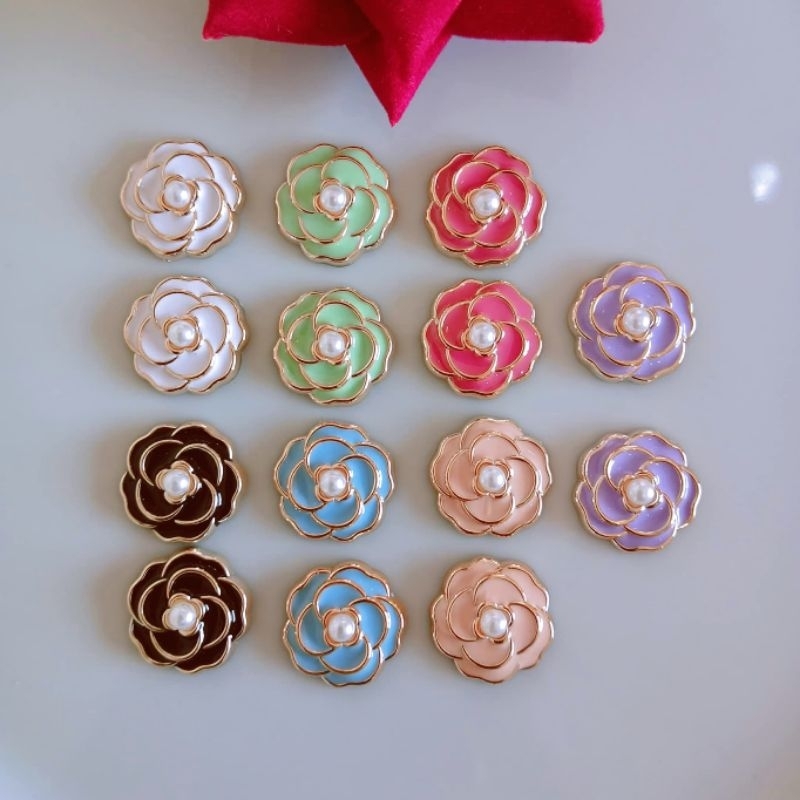 !!ใหม่!! โลโก้ตกแต่ง ดอกคามิเลียกลาง สีสันสวยงาม 10ชิ้น !!พร้อมส่ง!!