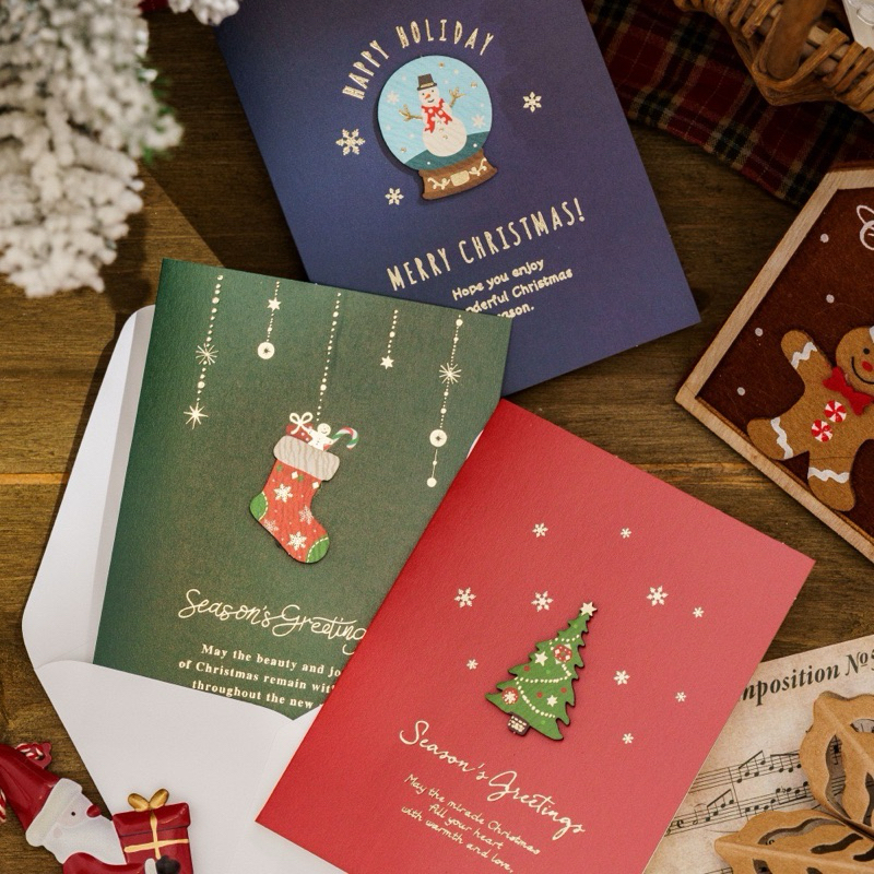 พร้อมส่ง > การ์ดอวยพรวันคริสต์มาส แบบ2มิติ Christmas card