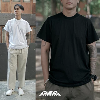 SHWING เสื้อคอฟิต 3.5 ซม. แขนลอย VINTAGE SHORT SLEEVE ผ้า Supersoft ใส่สบาย COTTON COMB 100%