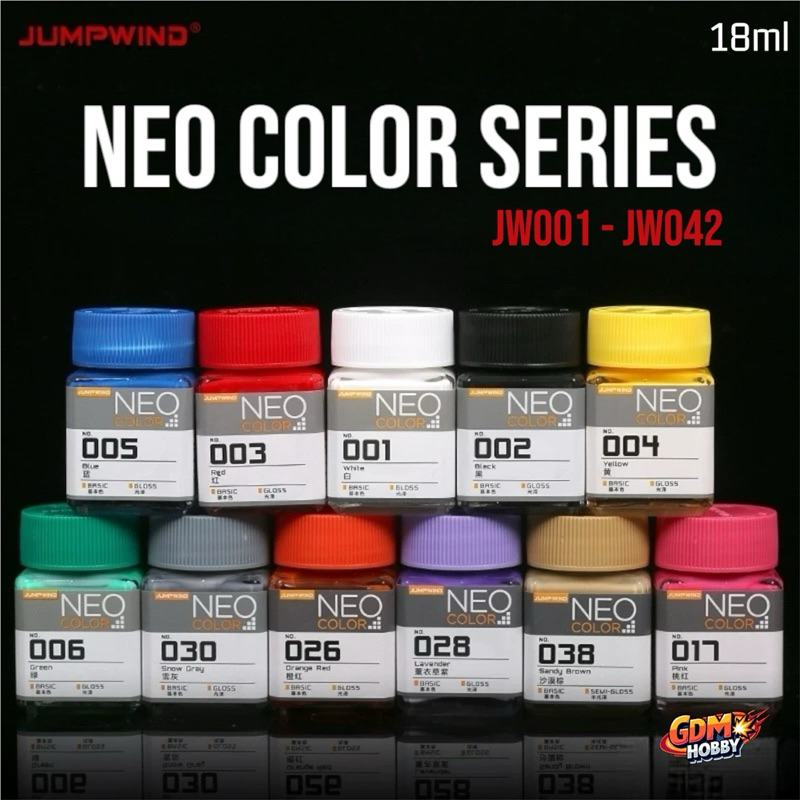 JUMPWIND สีโมเดล NEO BASIC COLOR 18ml สีแอร์บรัชหมวดสีทั่วไป สีสูตรแลคเกอร์ สีอะคริลิค