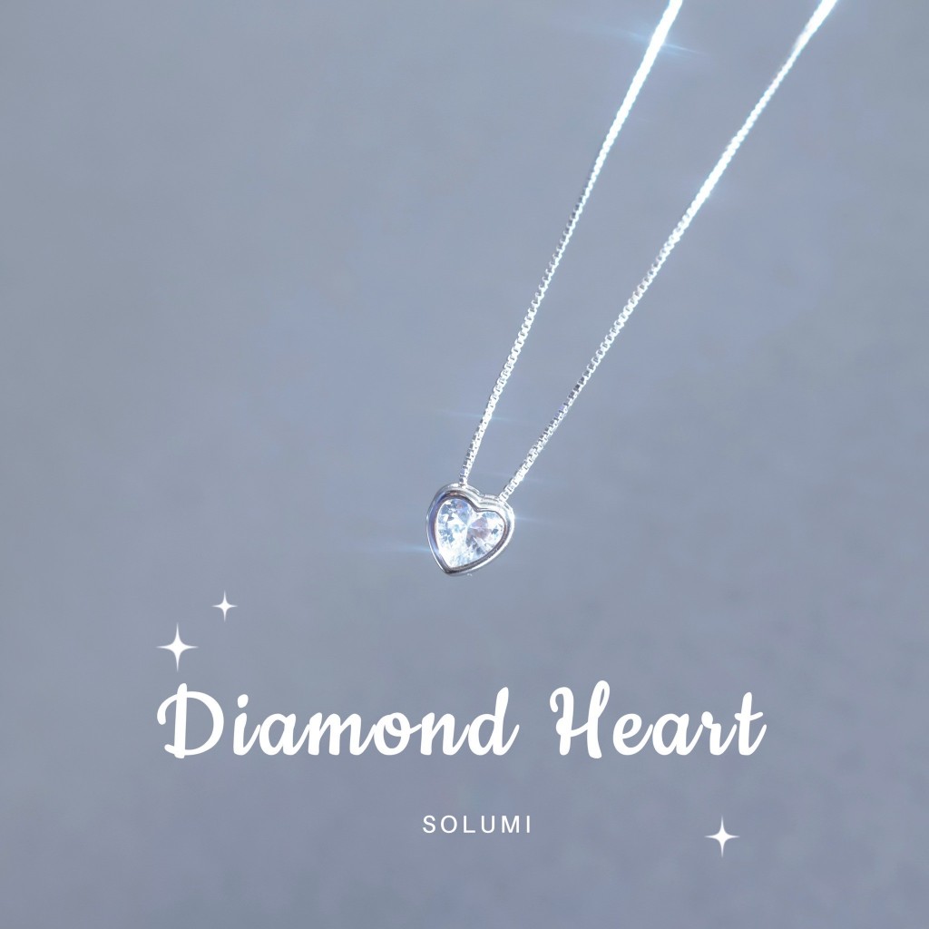 สร้อยหัวใจ ประดับเพชร มินิมอล SOLUMI Diamond Heart Necklace สร้อยคอ Nickel free