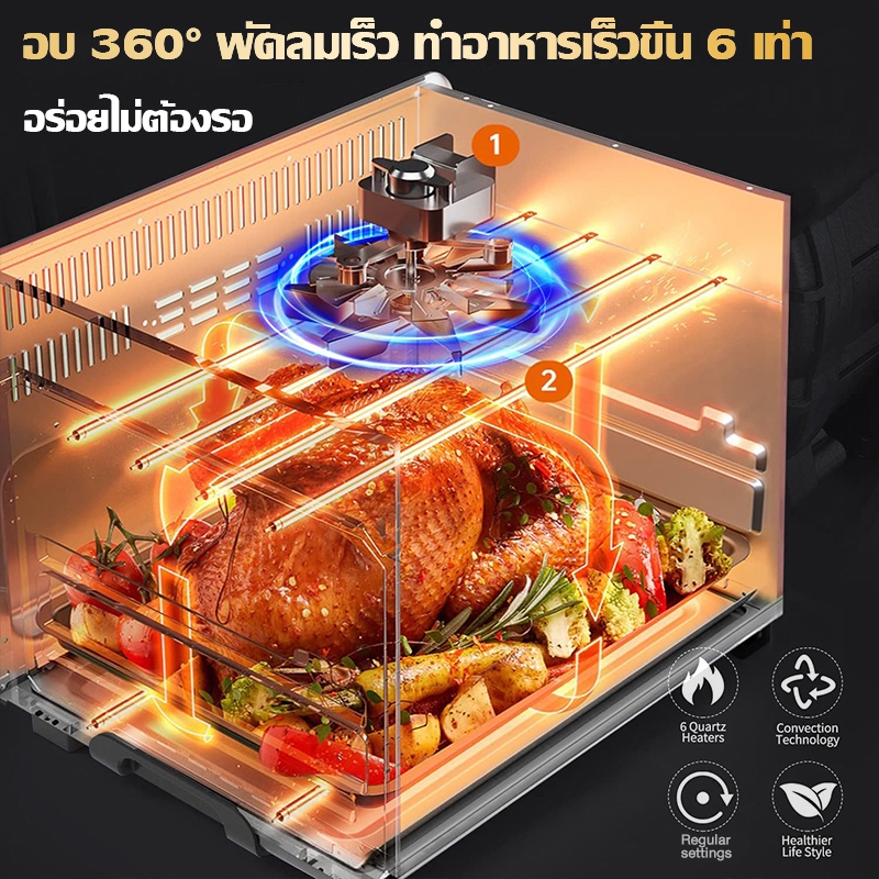 【รับประกัน 3 ปี】Air Fryer หม้อทอดไร้น้ำมัน หน้าจอสัมผัส 12 เมนู โครงสร้างที่กะทัดรัด ร้อนสม่ำเสมอและเร็ว 10L ความจุสูง