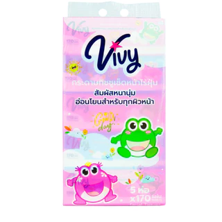 [Live]กระดาษทิชชู่เช็ดหน้า วีวี่ Vivy 170แผ่น รุ่น Good Day 2 แพ็ค 10ห่อ แถมฟรีผ้าเปียก 68 แผ่น 1ห่อ