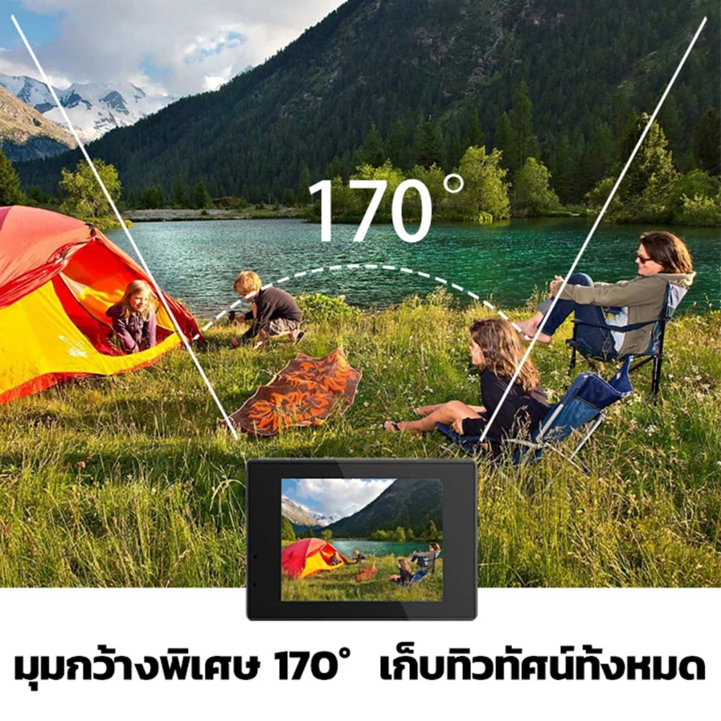 กล้องติดหมวก Full HD 4K ขับเดินทาง ดำน้ำ กันสั่น จอ2.0นิ้ว gopro กล้องโกโปร กล้องติดหมวกกันน็อค thumbnail 6