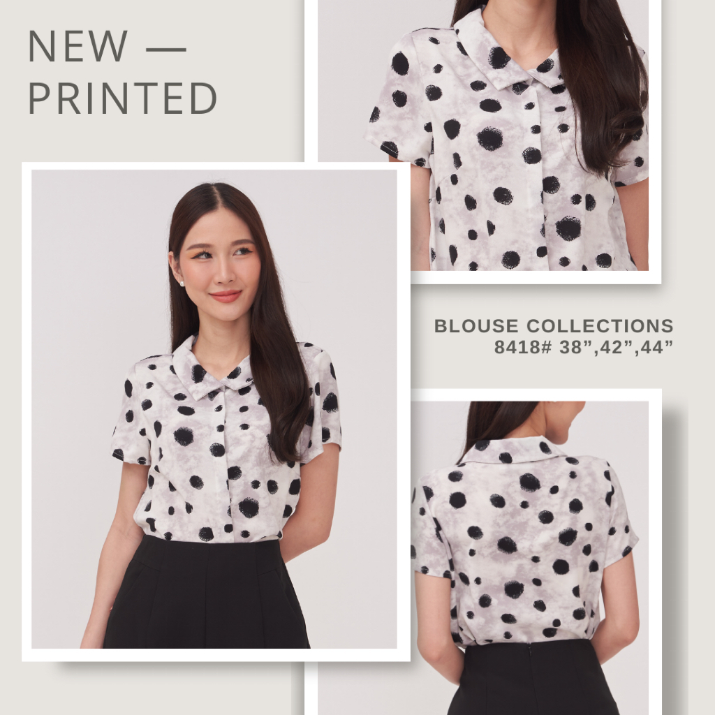 Laboratory เสื้อ 8418# เสื้อคอปกพิมพ์ลายแขนสั้น มีไซส์ 36”,38”,42”
