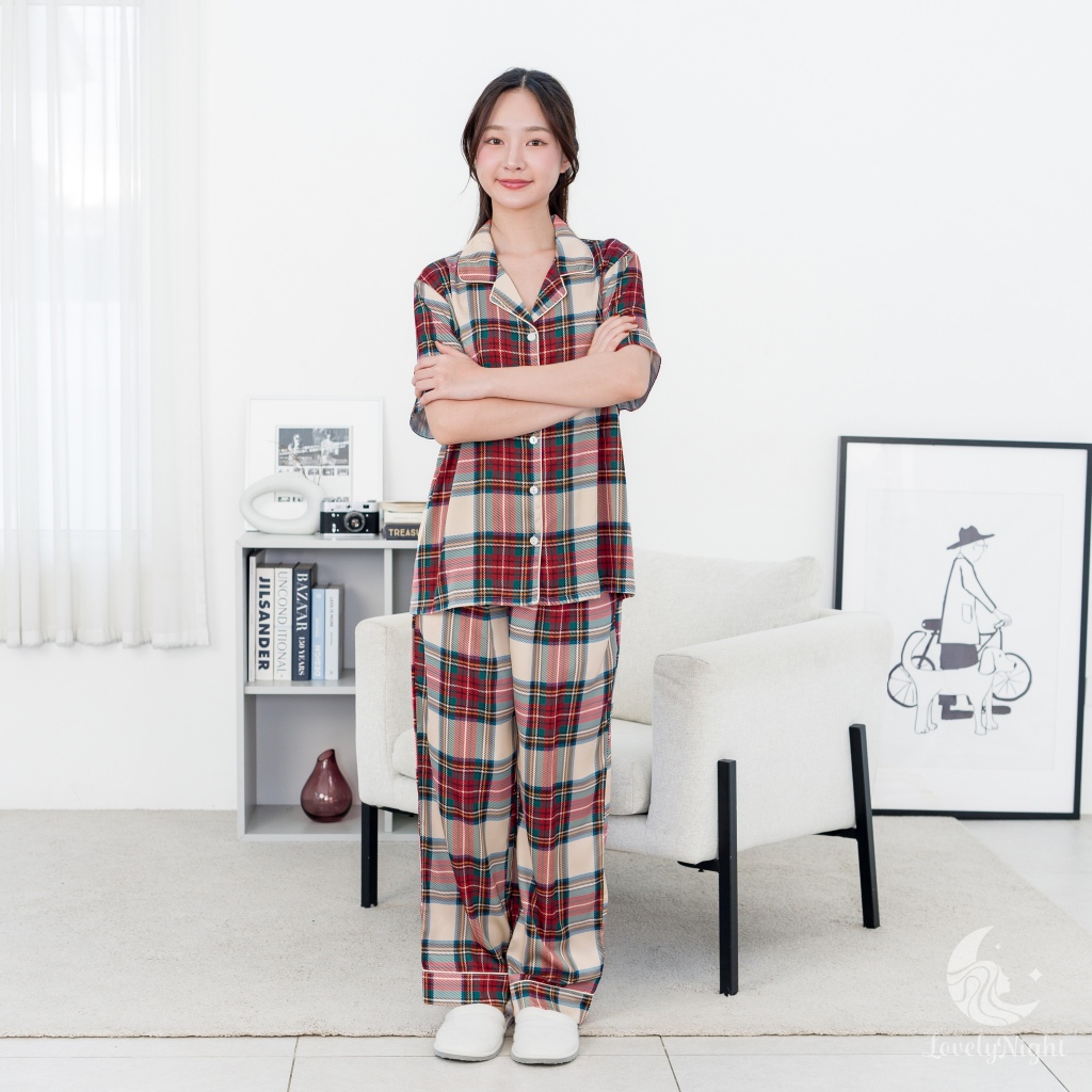 D100 ชุดนอน LovelyNight แขนสั้น-ขายาว Scott Korea