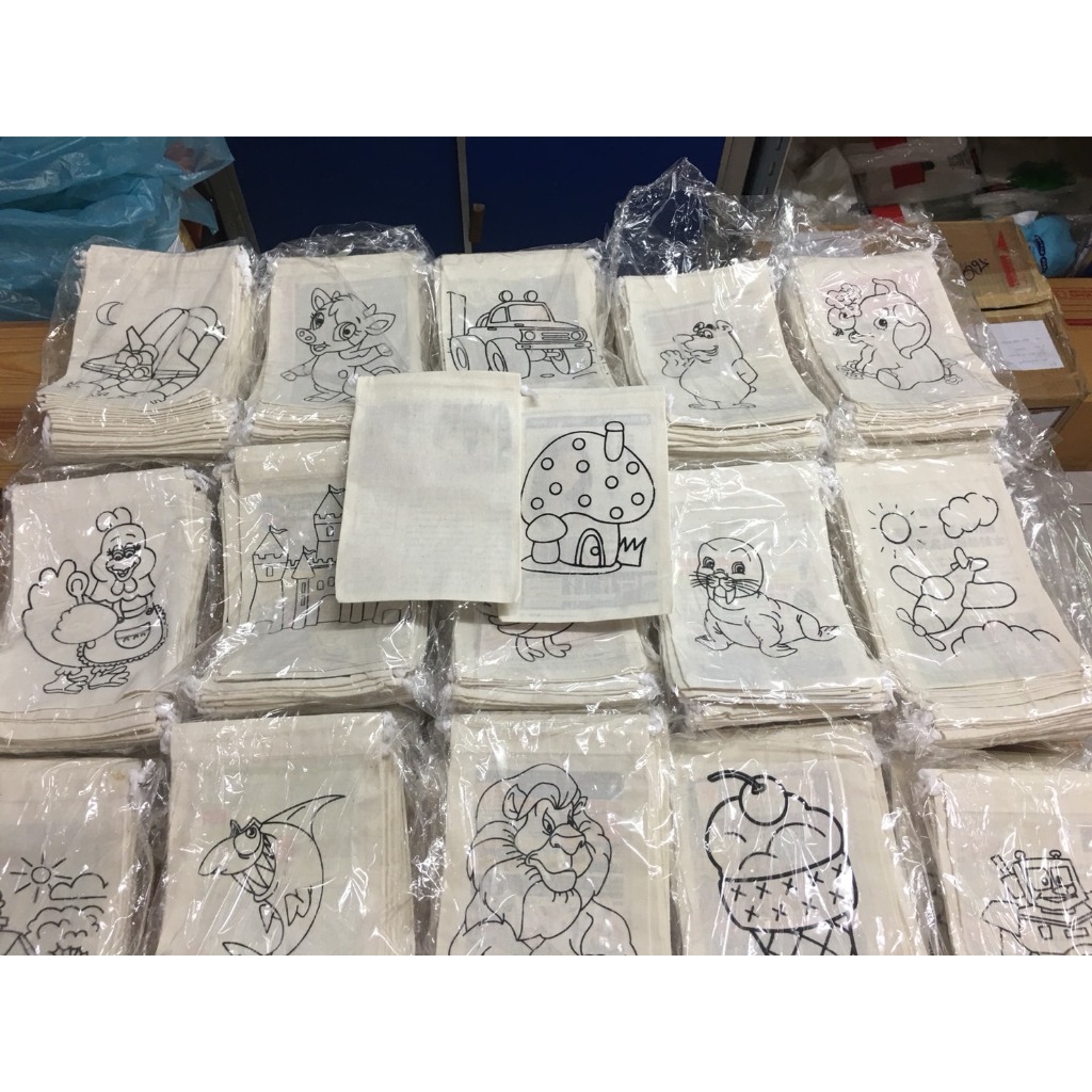 ถุงผ้าดิบ ระบายสี ลายการ์ตูน เพ้นท์ถุงผ้า 2 - Eco Bag No color 2