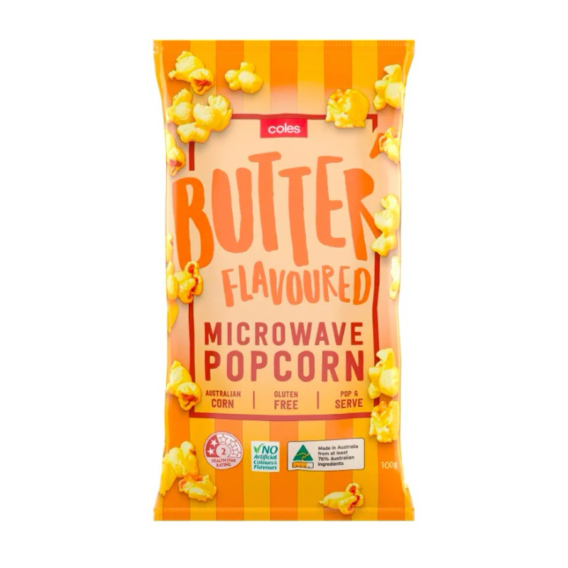 Coles Microwave Popcorn butter flavored ไมโครเวฟป๊อปคอร์นรสเนย 100ก.