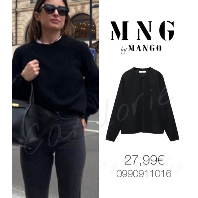 SALE 150฿ MNG เรียบดูดีจริง เพิ่งมาใหม่ล่าสุดน๊า เสื้อสเวตเตอร์คอกลมเเขนยาว Mango Decorative Sweater สีดำ