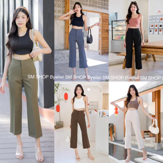 กางเกงขากระดิ่งน้อย ตะขอหน้า ผ้าไอวี่ ผ้าเปเป้ S - 2XL ป้าย SMSHOP พร้อมส่ง