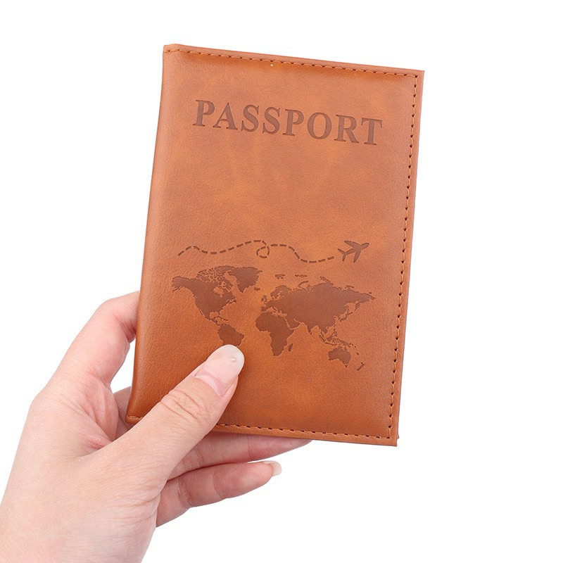 ✅ ขายดี มีพร้อมส่ง ปกใส่หนังสือเดินทาง Passport หนังพียู ลายเครื่องบินและแผนที่โลก