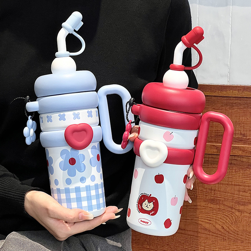 🔥ไฟมาก ที่สุด🔥930ML 316 แก้วเก็บความเย็น แก้วน้ำเก็บอุณหภูมิ แก้วน้ำสแตนเลส 316 รุ่นมีหูหิ้วมีหลอด ข