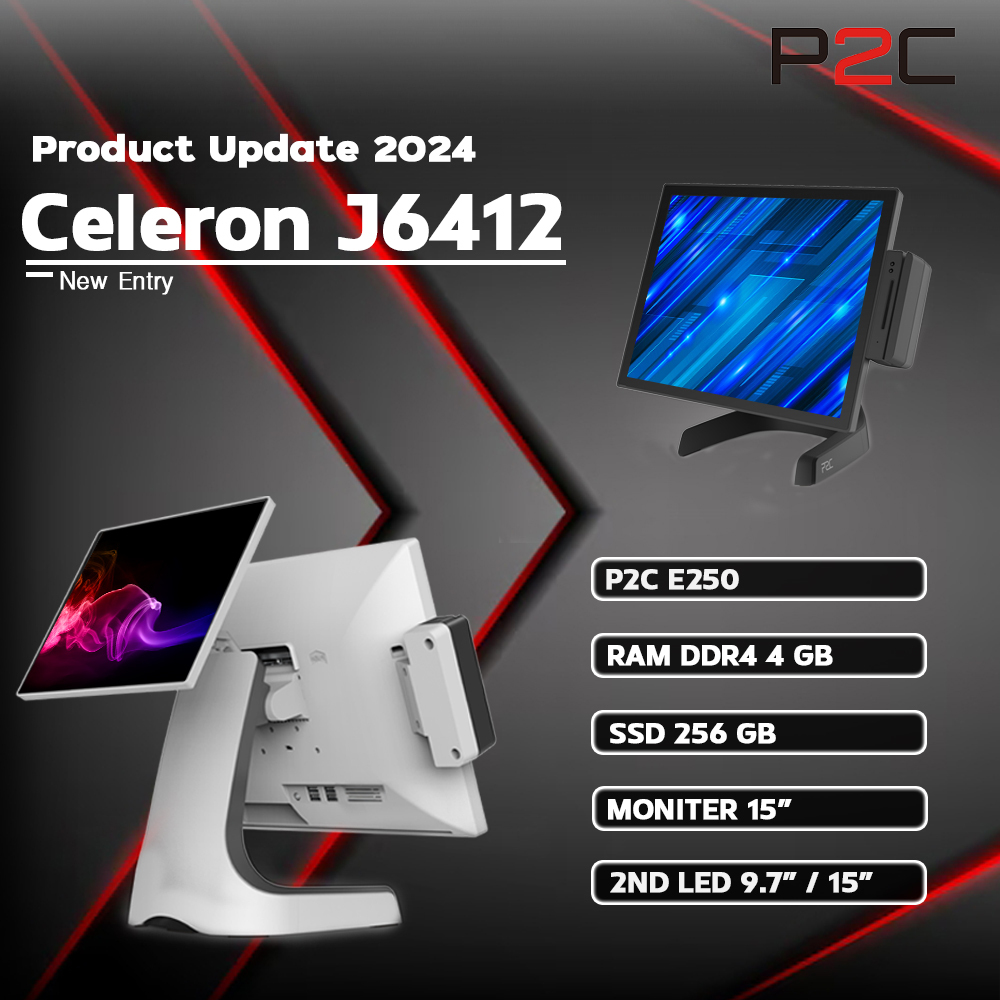 📣9️⃣.9️⃣ P2C POS Therminal All in one Touchscreen Celeron J6412 จอ 15 นิ้ว Maid in Korea