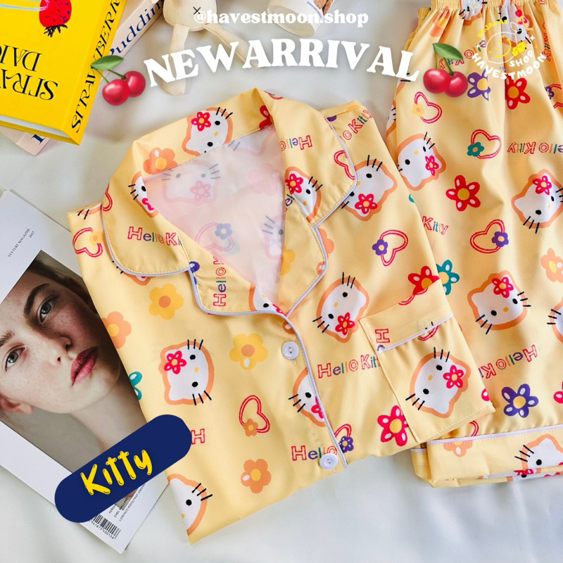 𝐇𝐞𝐥𝐥𝐨 𝐤𝐢𝐭𝐭𝐲 แขนสั้น-ขาสั้น ผ้าไหมอิตาลี่พรีเมี่ยม สินค้าพร้อมส่ง