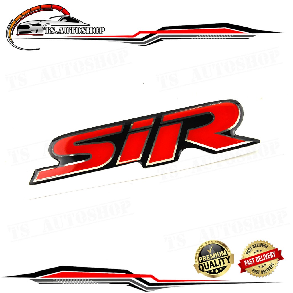 logo เรซิ่น SiR โลโก้ SiR สีแดง ดำ ตามรูป มาพร้อมกาว สามารถนำไปติดตั้งได้เลย