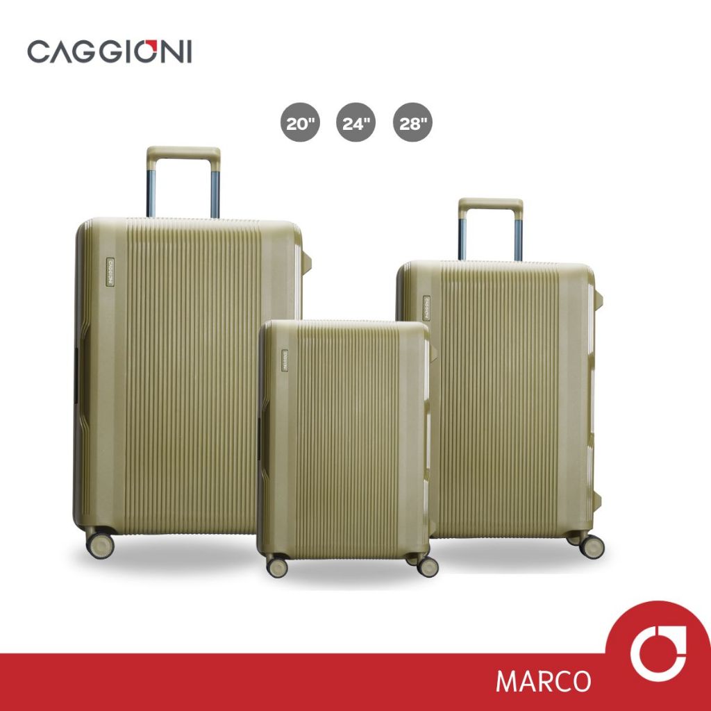 CAGGIONI กระเป๋าเดินทางล้อลาก แบบโครง รุ่นมาโคร (C22011) [20/24/28 นิ้ว]TAS Lock วัสดุ PP ทนทาน - สี