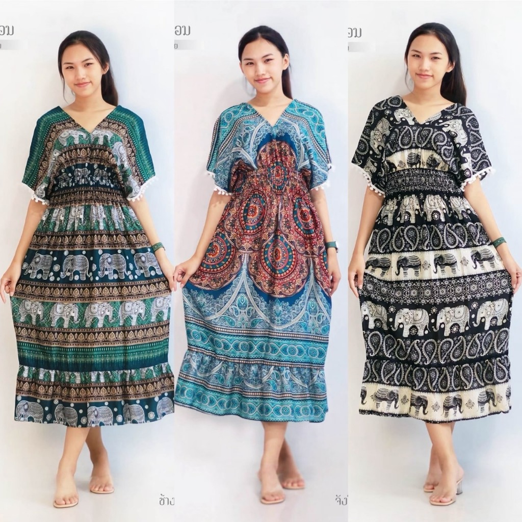ร้านค้าส่งไว ชุดเดรสปอมปอม ผ้าเรยอน ใส่สบาย
