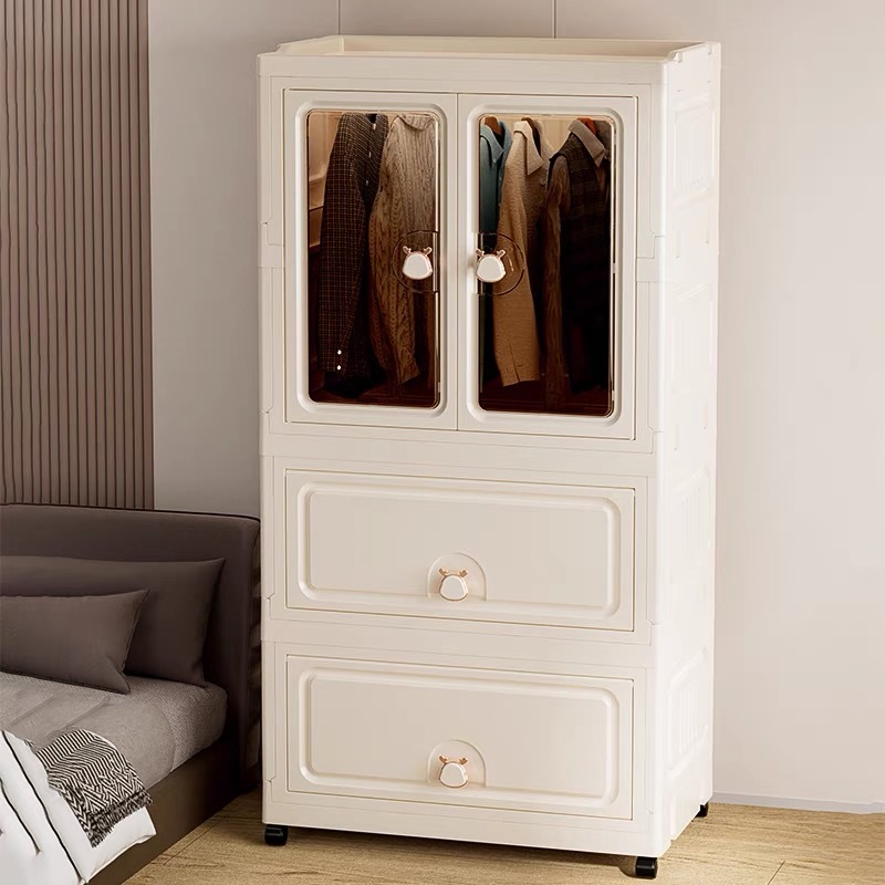 LESSตู้เสื้อผ้า2/3/4/5ชั้น พร้อมล้อเลื่อน ตู้เสื้อผ้าเด็ก ประตูคู่ ลิ้นชัก ความจุขนาดใหญ่ ไม่มีกลิ่น