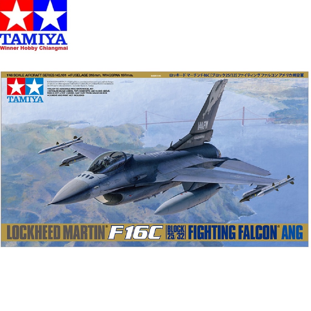 โมเดลเครื่องบิน Tamiya 61101 Lockheed Martin F-16C Block 25/32 Fighting Falcon ANG 1/48