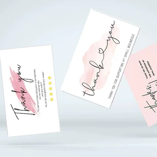THANK YOU CARD การ์ดขอบคุณ สำหรับร้านค้า แทนคำขอบคุณ บรรจุ50ใบ/แพคกระดาษแข็ง พร้อมส่ง🇹🇭
