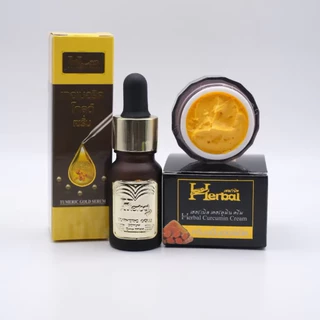 ครีมขมิ้น Herbal ขมิ้นเฮอร์เบิล 5 g. และ เซรั่มขมิ้นทองคำ Turmeric Gold Serum 12 ml. | ตัวเลือก