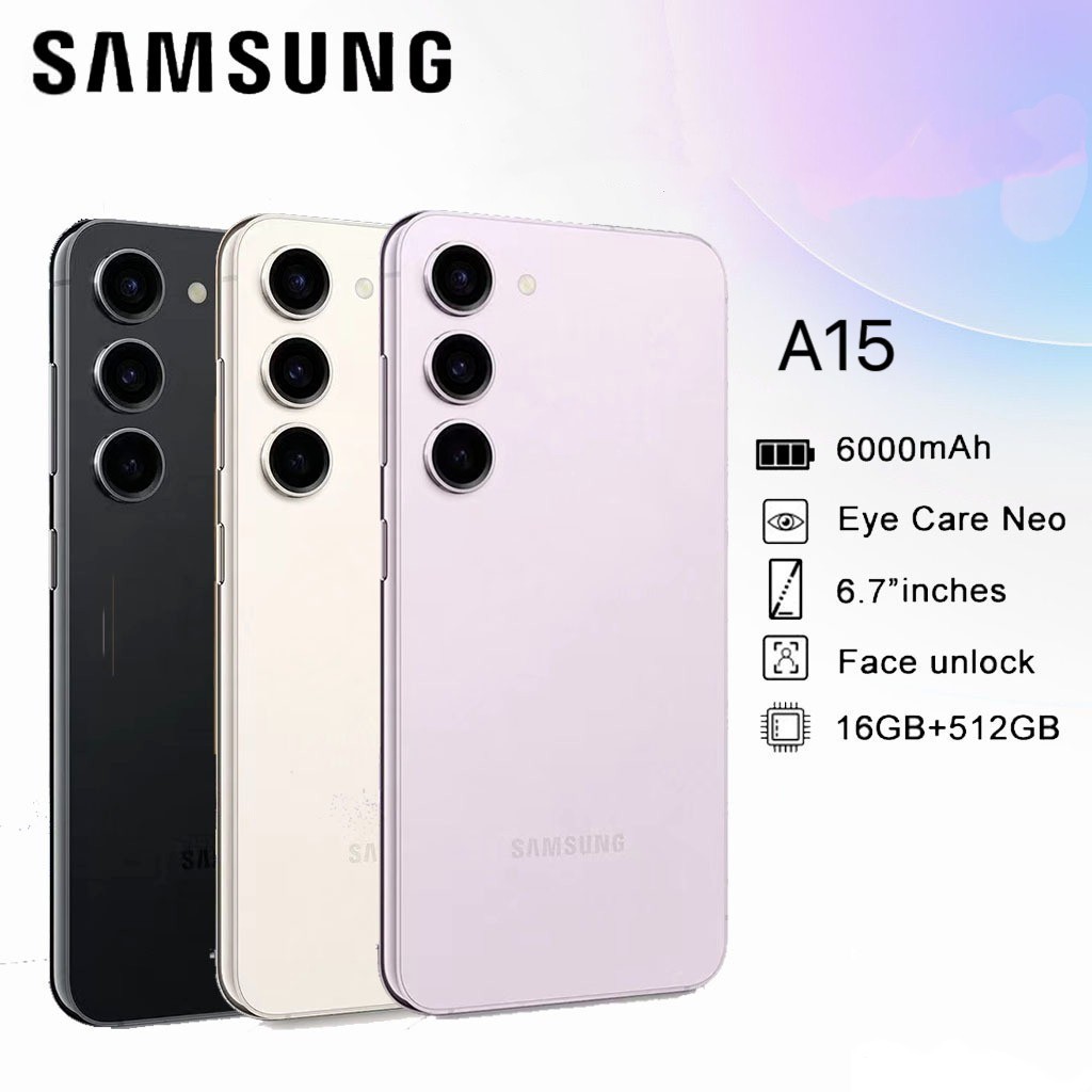 samsung A15 โทรศัพท์ 5G battery 6000mAh 6.8” screen (16+512GB) 2024 ปเครื่องแท้100% โทรศัพท์ Dual Sim Card สมาร์ทโฟน COD