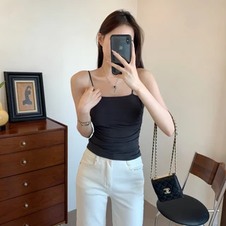 เสื้อสายเดี่ยวเสริมฟองน้ำ B-133 เสื้อสายเดี่ยวแต่งหย่นด้านข้าง เซ็กซี่ หรูหรา เหมาะกับสาวๆสายเที่ยว สายปาตี้ พร้อมส่ง