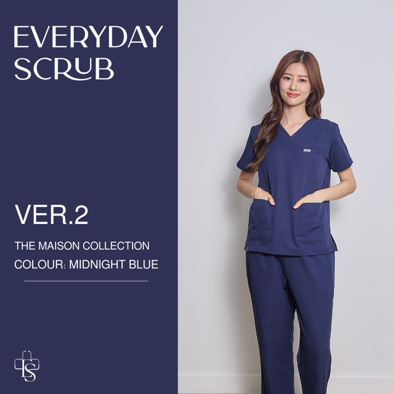 everydayscrub.bkk | ชุดสครับแพทย์(Ver.2) สี Midnight Blue 🫐(เสื้อพร้อมกางเกง)