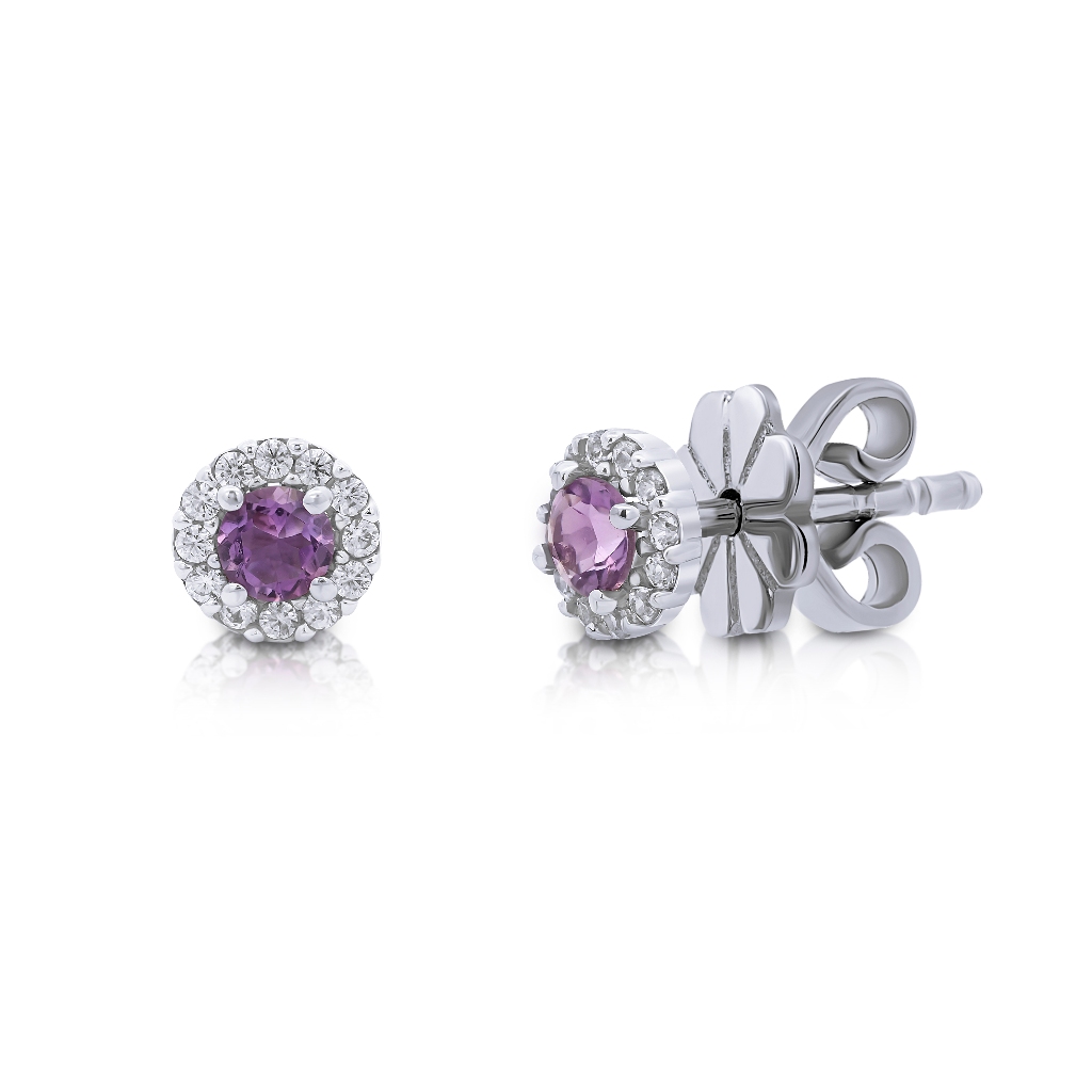 ต่างหูรุ่น SANDY ประดับอัญมณีแท้ PINK AMETHYST (Chada Collection)