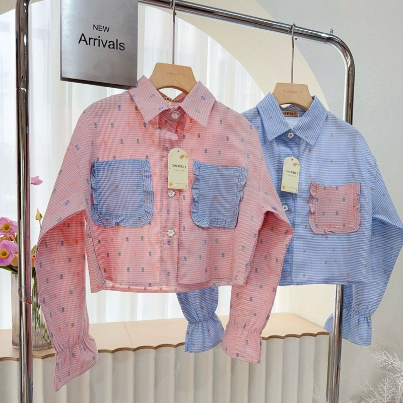 เสื้อแขนยาว ผ้าไดฟุกุ แต่งกระเป๋าสลับสี