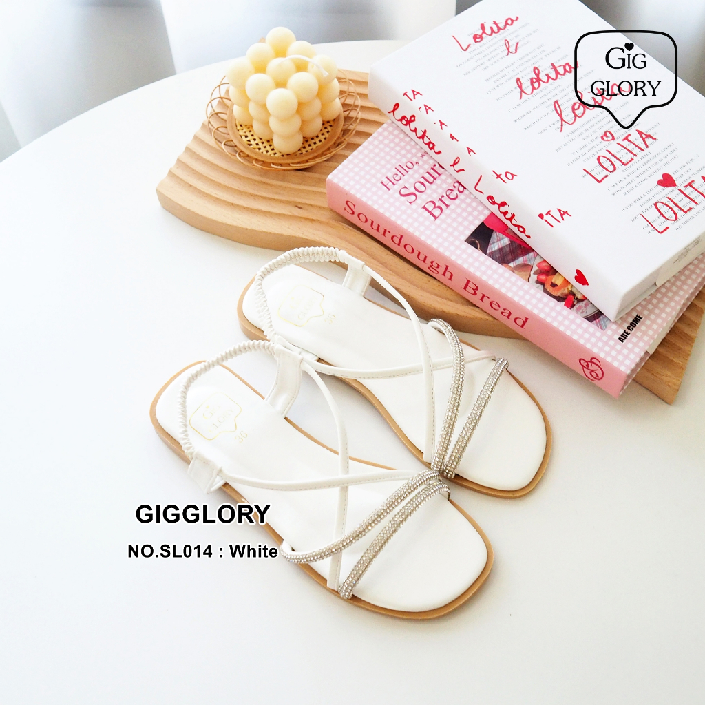 🌷 รองเท้าแตะรัดส้น สายแต่งเพชร แบบหรูหรา (NO.SL014)