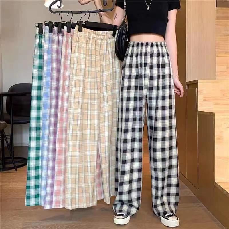 พร้อมส่ง*กางเกงลำลองขายาวลายสก๊อต เอวยืดใส่สบายGZ