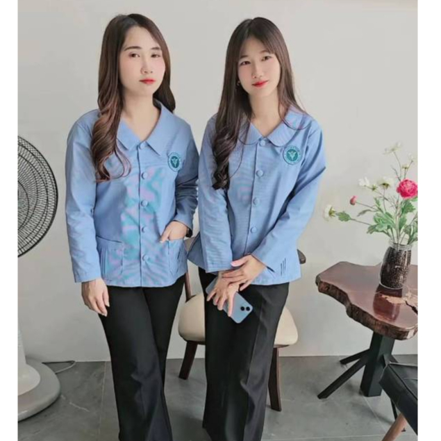 เสื้อฟ้าริ้วสาธารณสุข รุ่นแขนยาว