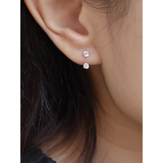 A.piece ต่างหู [silver 925 post] Diamond jacket earrings