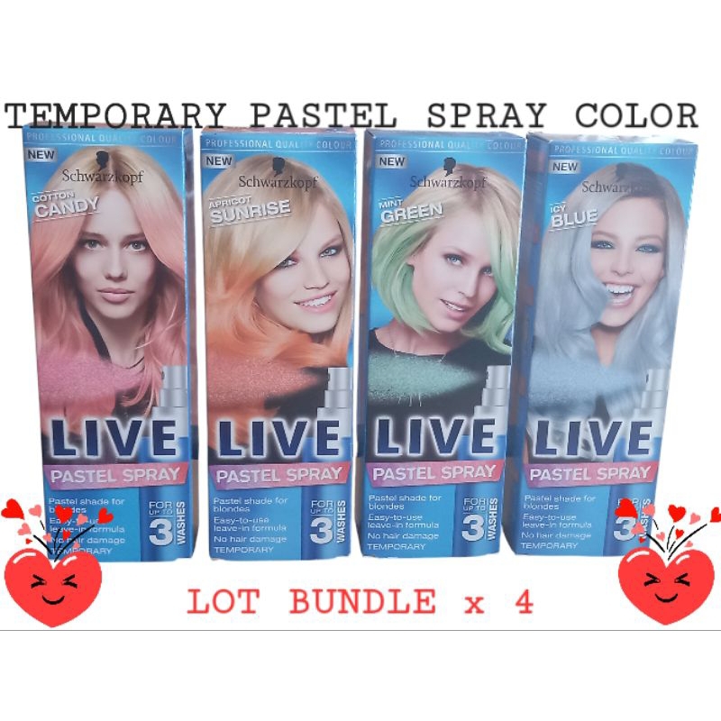 Schwarzkopf Live ( LOT BUNDLE x 4 ) Colour Hair Pastel Spray Temporary