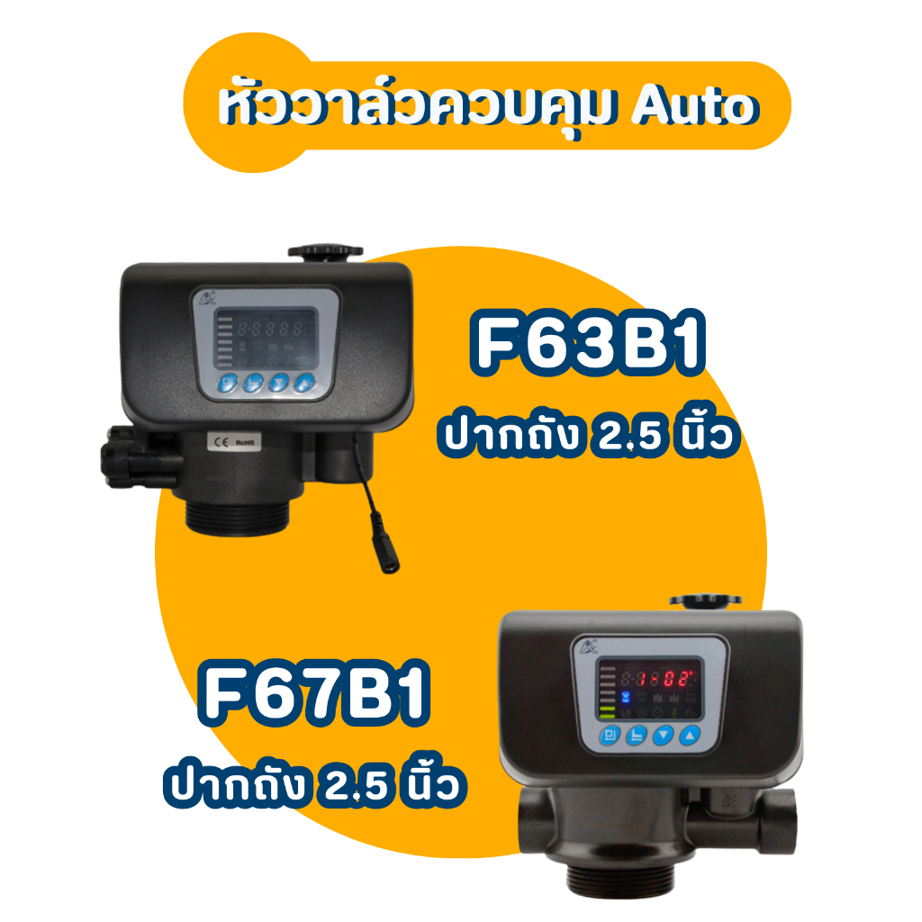 หัววาล์วควบคุมอัตโนมัติ carbon Resin  Auto Valve Carbon Resin Manganese ถังกรองไฟเบอร์ F63B1 F67B1