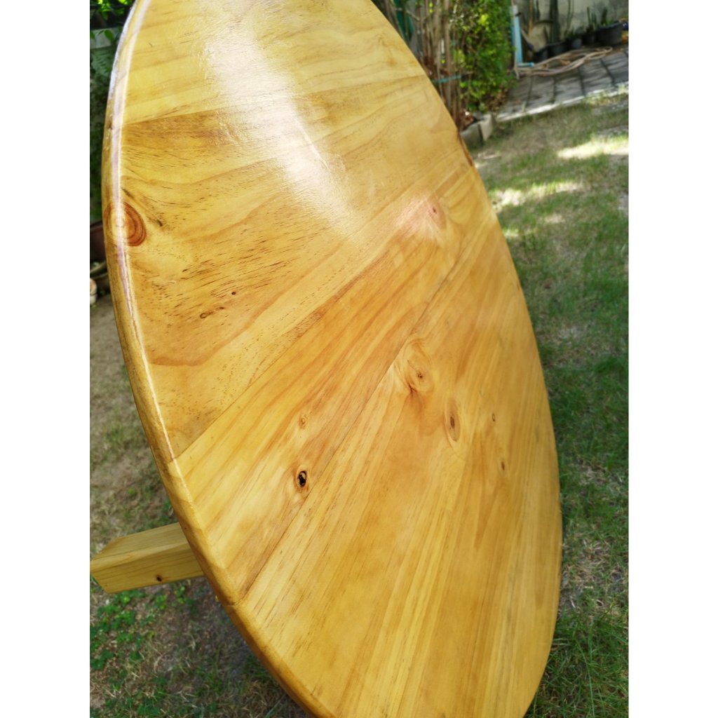 โต๊ะไม้ญี่ปุ่นกลมพับได้ โต๊ะไม้สน เส้นผ่าศูนย์กลาง80,90 ,100,110 cm.สูง 35 cm.สีธรรมชาติ บานพับล็อคได้ - รูปที่ 4