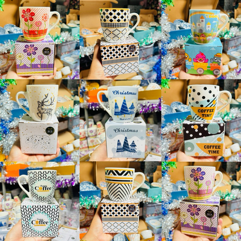 (มีลายให้เลือกมากกว่า70ลาย) แก้วเซรามิค แก้วกาแฟ ขนาด8x7 cm.