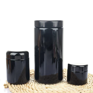 (Delivery 24 H.) ขวดแก้วทึบสีดำ กันแสงยูวี UV Shield Glass Jar กระปุกดำกันแสงยูวี โหลเก็บดอกสมุนไพร420