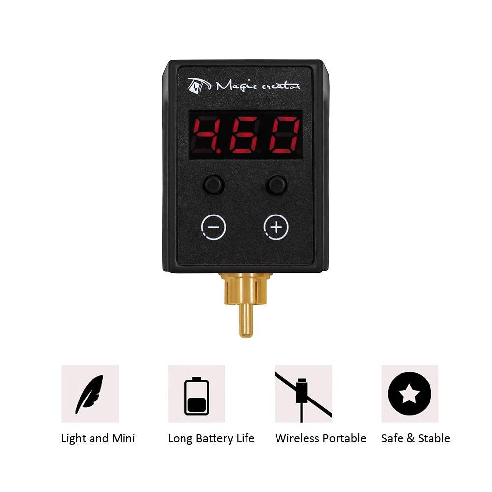 Mini รอยสัก แบตเตอรี่สัก แหล่งจ่ายไฟไร้สาย แบตเตอรี่ขนาดเล็ก จอแสดงผล LCD แบตเตอรี่เครื่องสัก