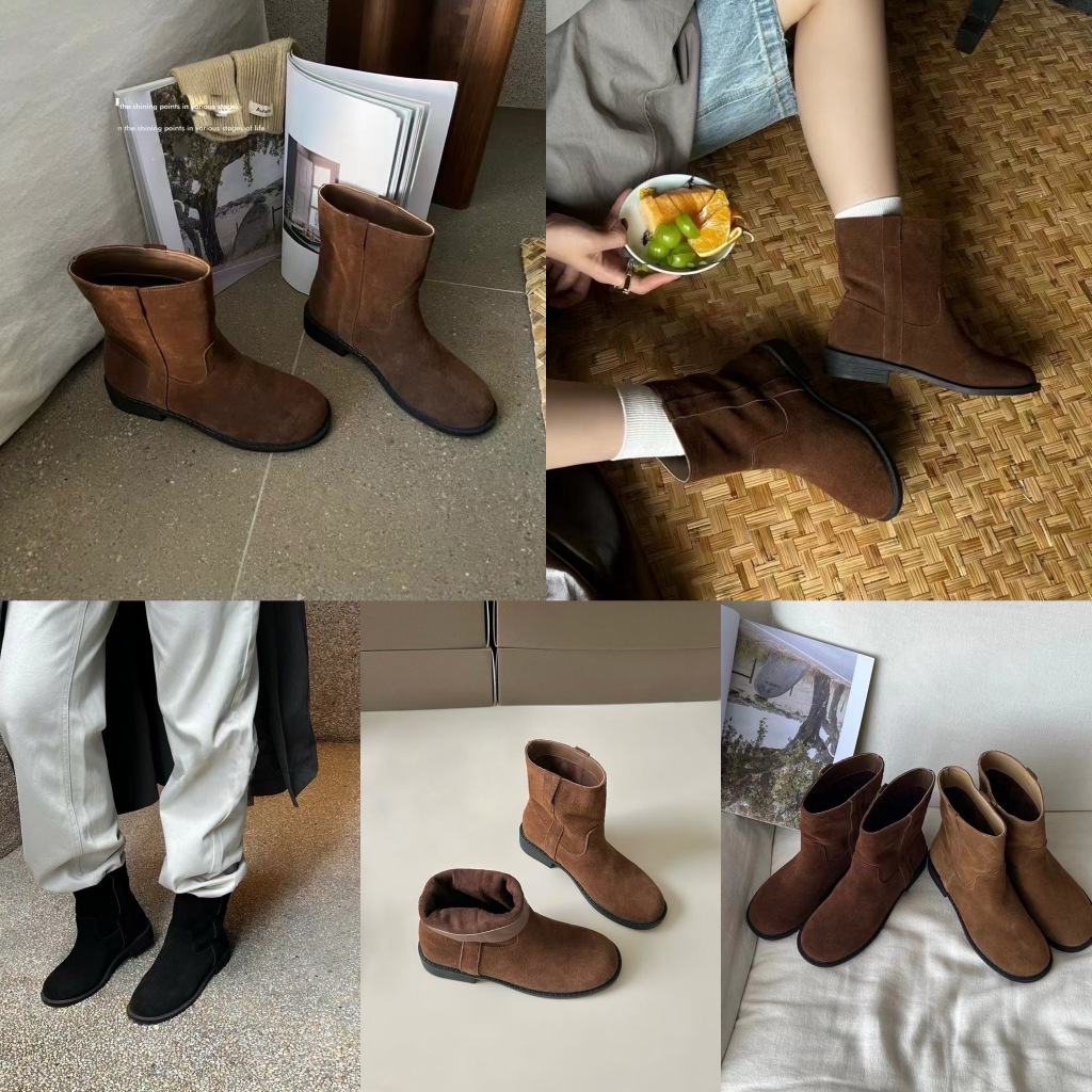[พร้อมส่ง] WEAR.SOUL #S613-Flat Suede Ankle Boots