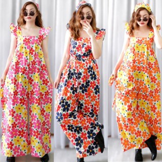 ชุดเอี๊ยม ชุดหมี ต้อนรับ สงกรานต์ ลาย ดอกไม้ ผ้าฝ้าย ขนาดฟรี…