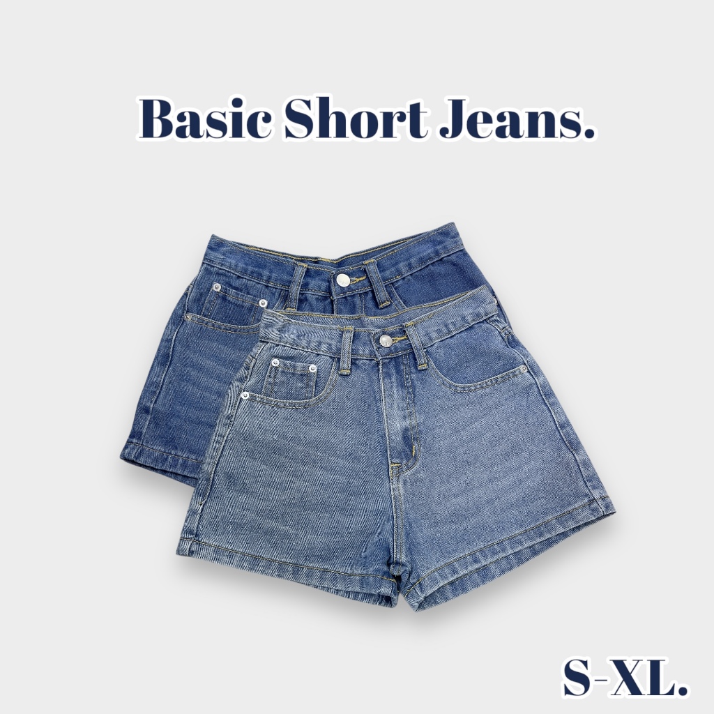 [พร้อมส่ง ไซส์ S-XL] Fernfur Apparel. กางเกงยีนส์ขาสั้น ทรงตรง ผ้าไม่ยืด งานแต่งเฟด เอวสูงปิดสะดือ มี2สี