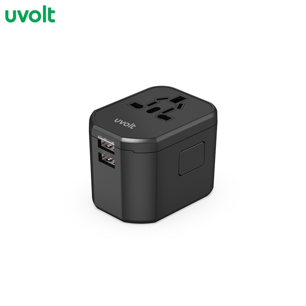 [รับประกัน 1 ปี] Uvolt PD-104AC หัวปลั๊กแปลงไฟ ชาร์จเร็ว Universal Travel Adapter PD20W ช่องชาร์จ US