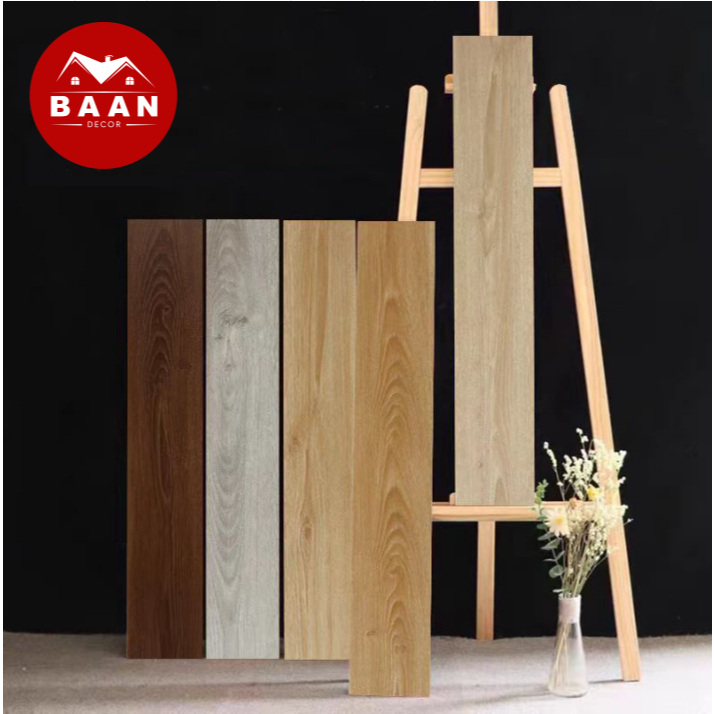 Baan กระเบื้องยางลายไม้ กระเบื้องยางมีกาวในตัว 【36 แผ่น】5ตรม/กล่อง หนา 2.0mm แบบมีกาวในตัว ไร้รอย ติดตั้งง่าย ทนทาน