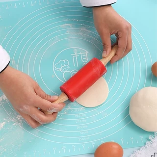 DIY_SWEET ลูกกลิ้งซิลิโคนกลิ้ง Pin ด้ามไม้สองหัว แป้งเกี๊ยว แป้งกลิ้ง Pin