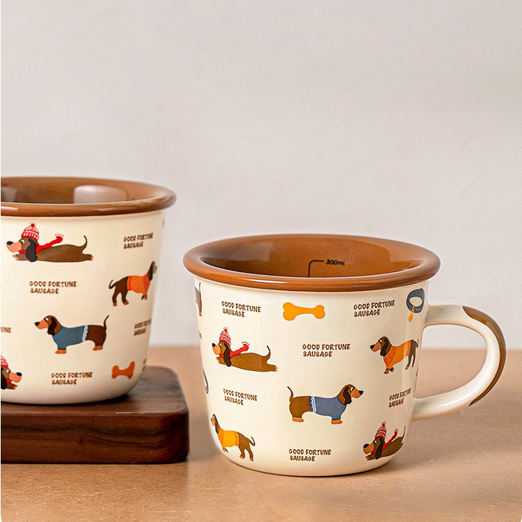 【พร้อมส่งในไทย】แก้วกาแฟ แก้วเซรามิค สวยน่ารักมาก แก้วที่มีรูปสุนัข มีความจุ 350ML แก้วที่ทนต่อความร้อน แก้วมัค ถ้วยกาแฟ