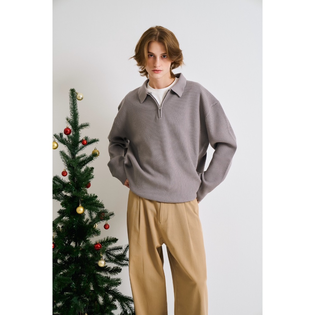 KINS | เสื้อสเวตเตอร์คอปก Sweater เสื้อไหมพรมแขนยาว เสื้อกันหนาว (KN122)