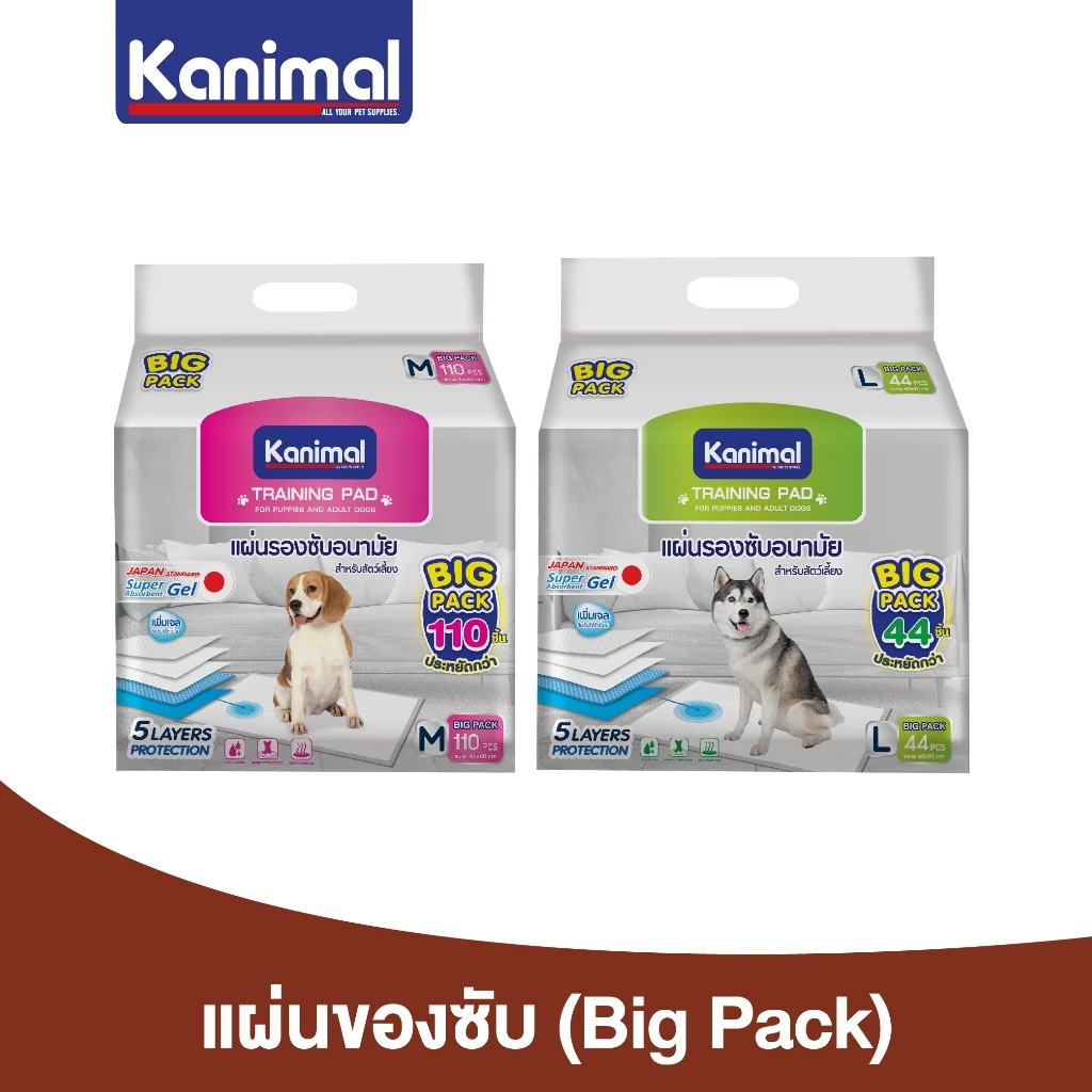 (BIG PACK) Kanimal Training Pad แผ่นรองฉี่สุนัข แผ่นรองซับ สำหรับสุนัข (Size M / Size L)