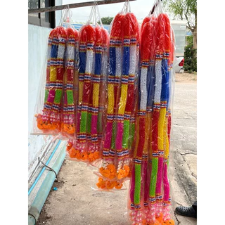 พวงมาลัย 7 สี(ยาว 1 - 3 เมตร) พวงมาลัยพลาสติกเกรด A ดอกแน่น สีสด ทนทาน สำหรับไหว้ศาล ผูกเสาเอก เสาโท